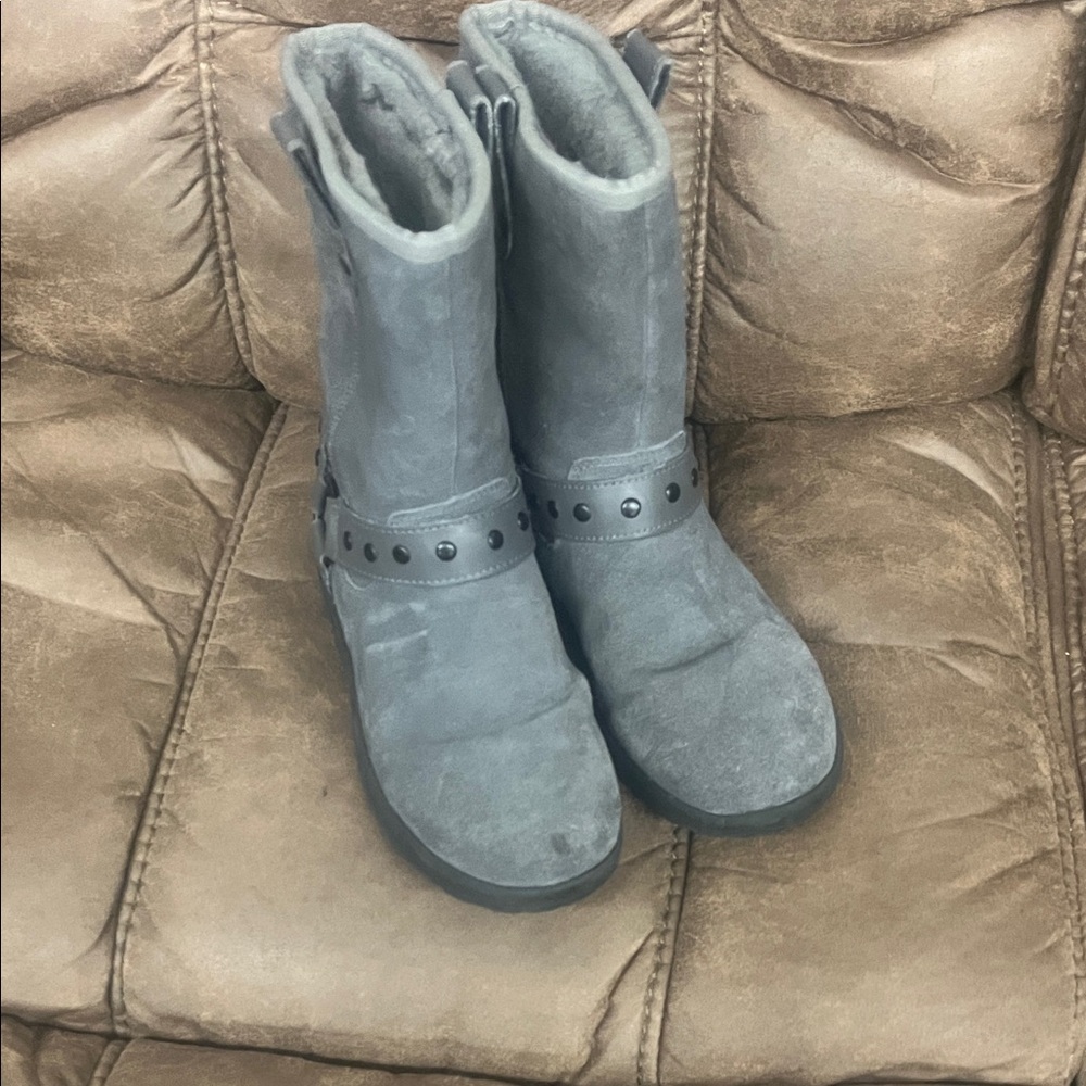 UGG Gray Kids Boots with Studded Strap